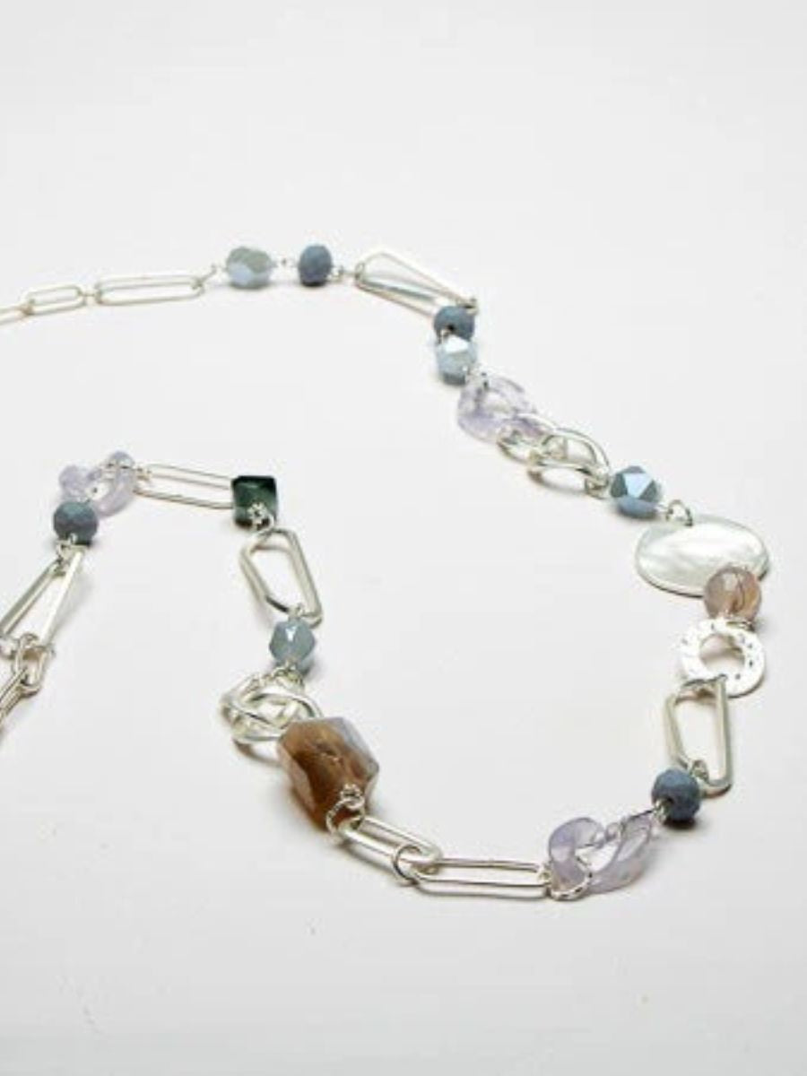 Long Mixed Beaded Chain Necklace