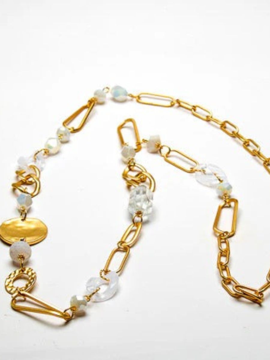 Long Mixed Beaded Chain Necklace