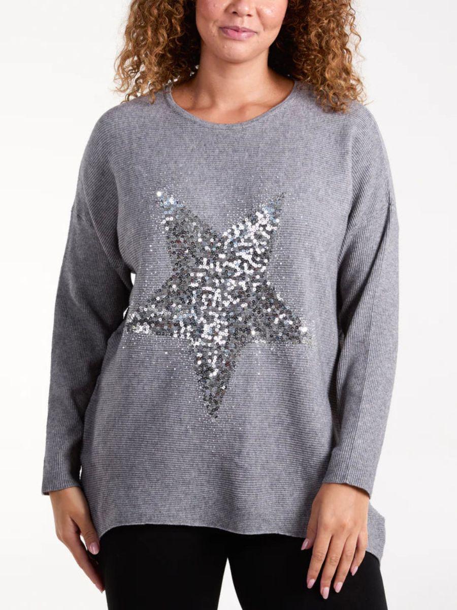 Sequin Ribbed Star Jumper