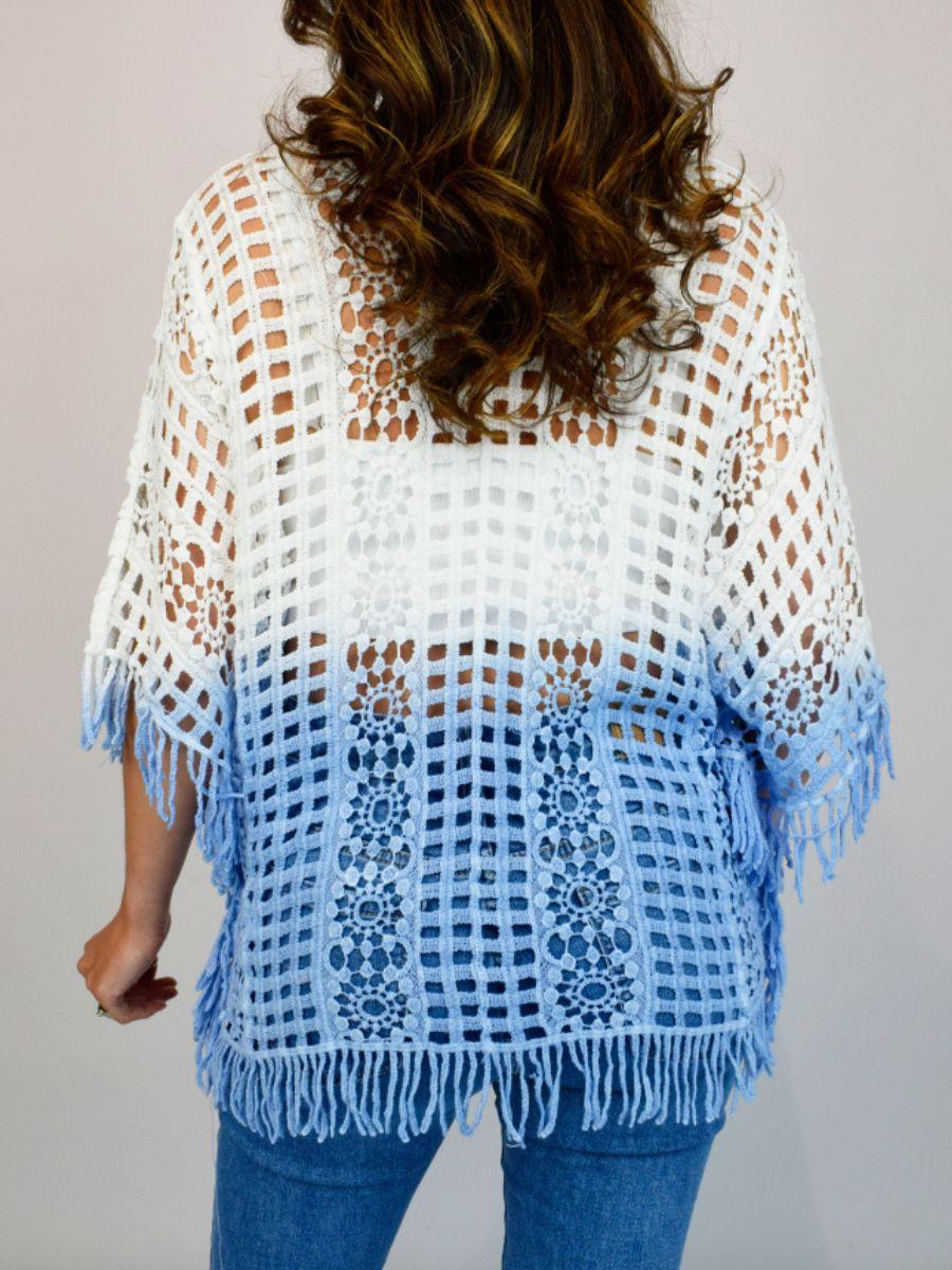 Dip Dye Crochet Top - Tassels to the arms and bottom hem