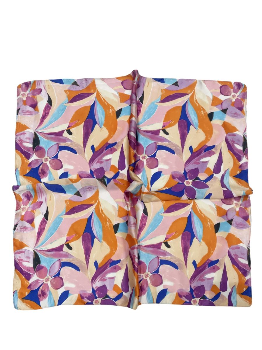 Colourful Painted Floral Print Square Scarf