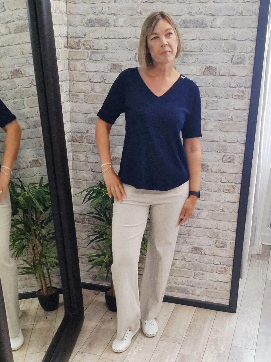 V Neck Fine Knit Short Sleeve Jumper - lightweight comfortable