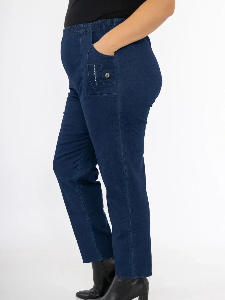 Elastic Waist Denim Trousers
