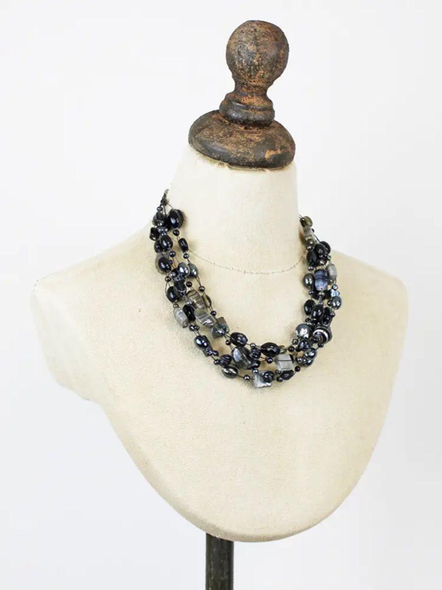 Mixed Glass Bead Cluster Necklace