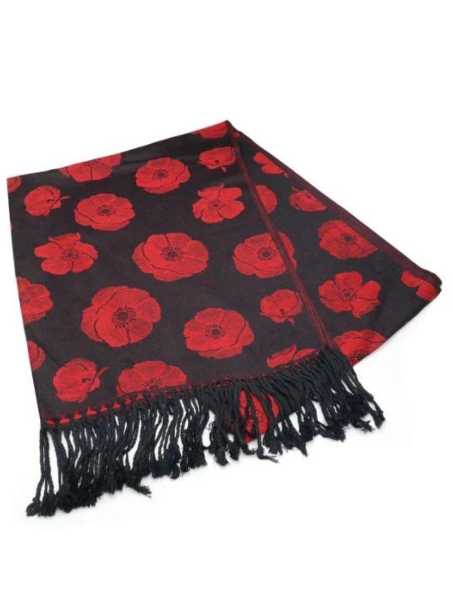 Poppy Print Pashmina
