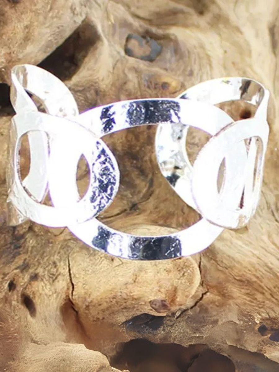 Beaten Metal Ring Cuff - Adjustable and comfortable fit