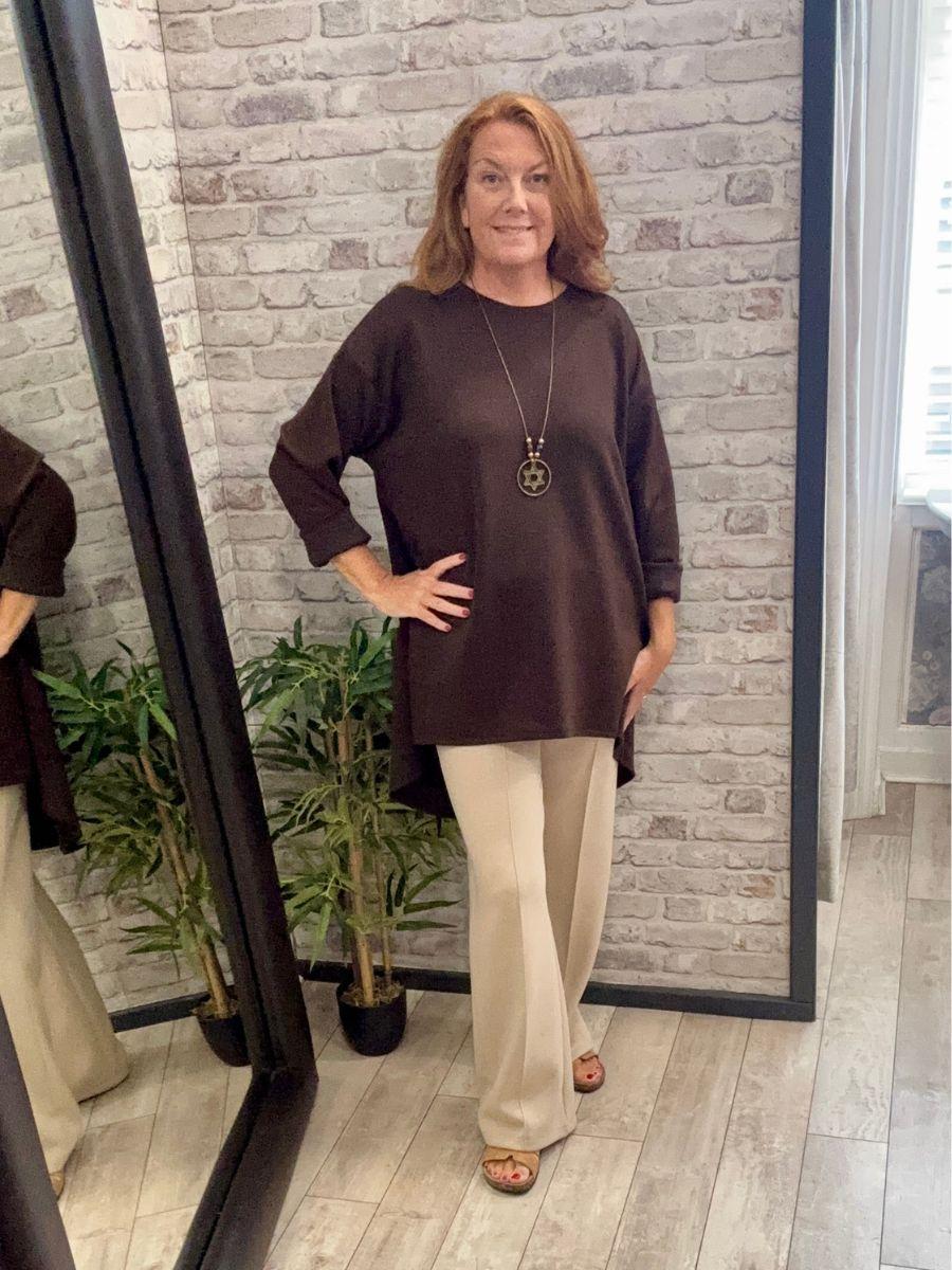 Dip Hem Soft Sweater Top - Made in Italy from a viscose fabric