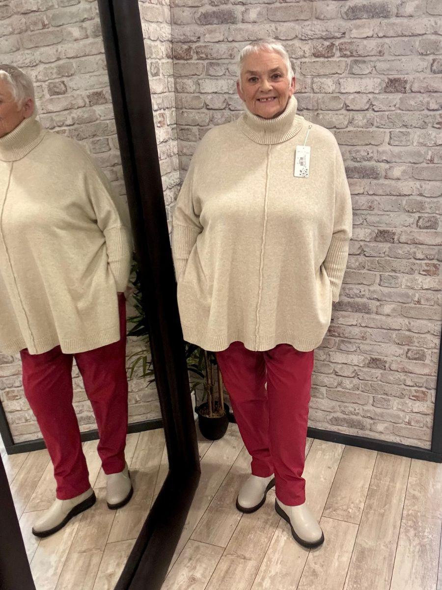 Middle Seam Cowl Neck Jumper