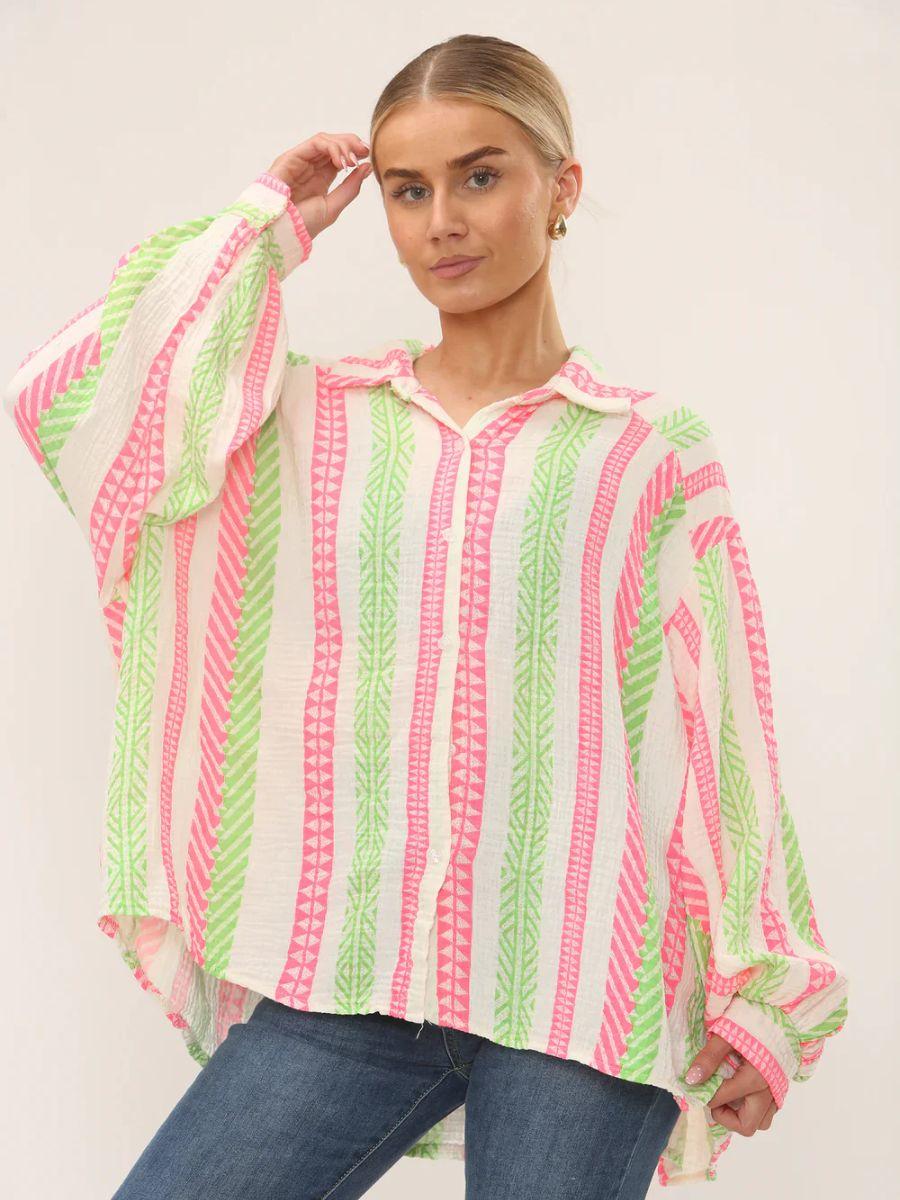 Aztec Cheese Cloth Shirt - Bold Aztec Stripe