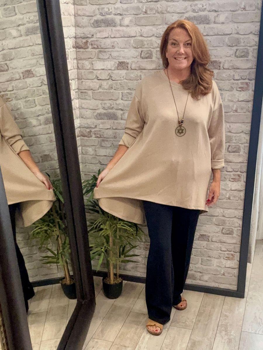 Dip Hem Soft Sweater Top - Made in Italy from a viscose fabric