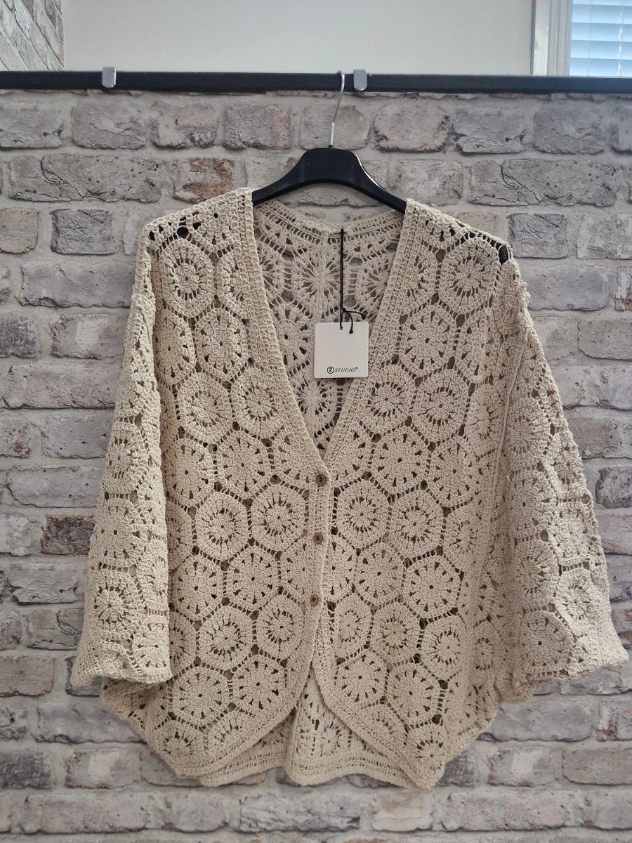 Batwing Crochet Cardigan - Wear fastened at the front or open