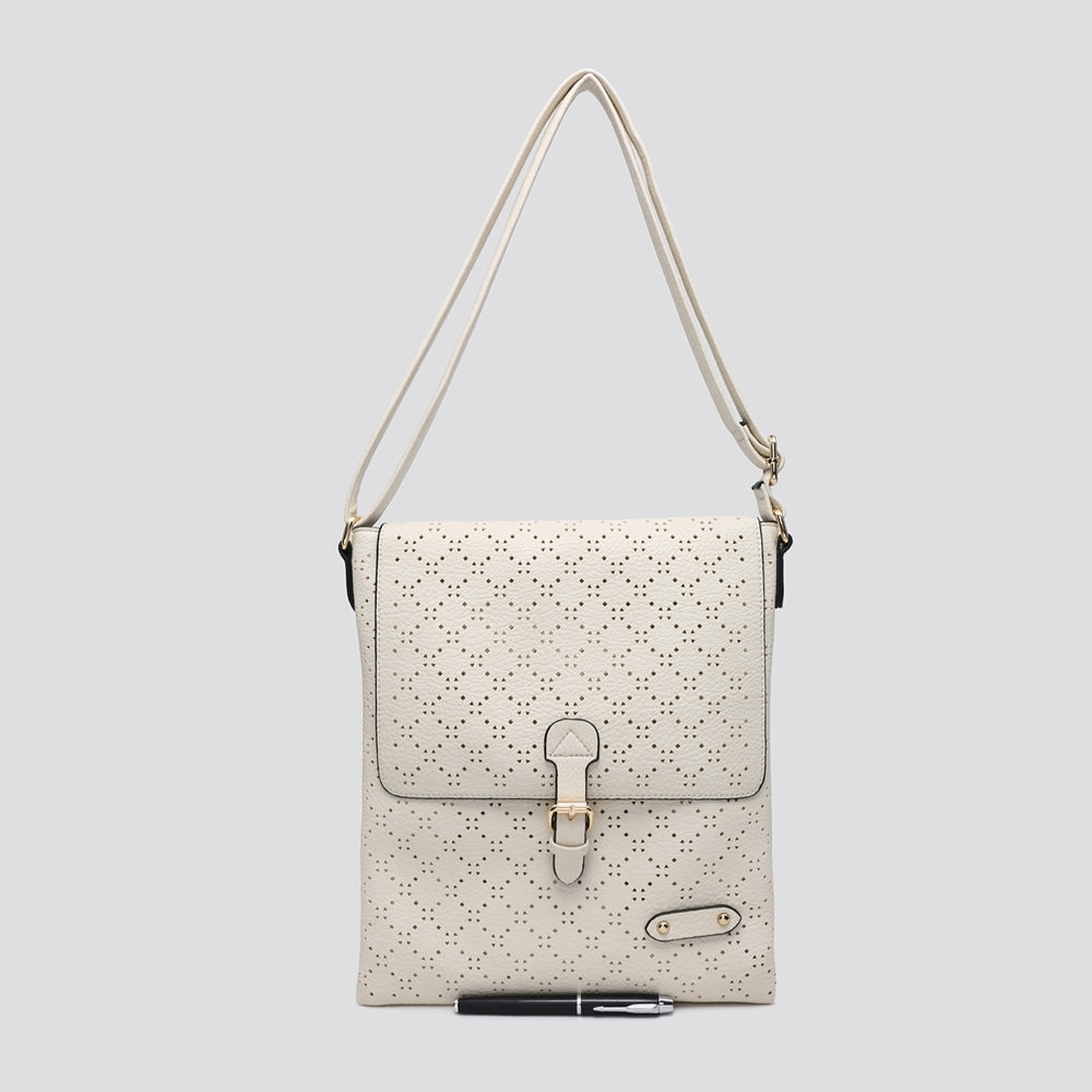 Soft Touch Diamond Perforated Crossbody Bag