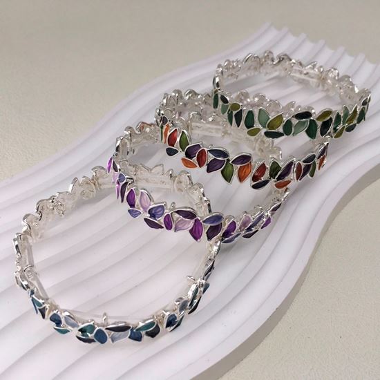 Stretch Leaf Bracelet, nickel and lead free, with colorful leaf design.