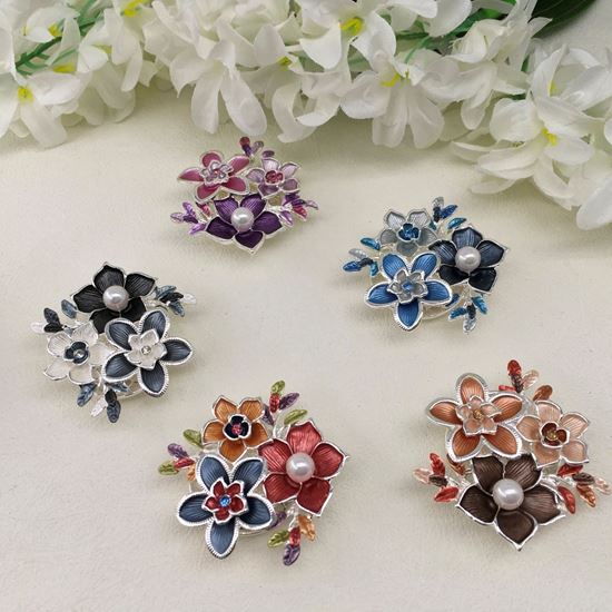 Magnetic Brooch - Trio Flower Design in 3 Colour Options - all colours shown