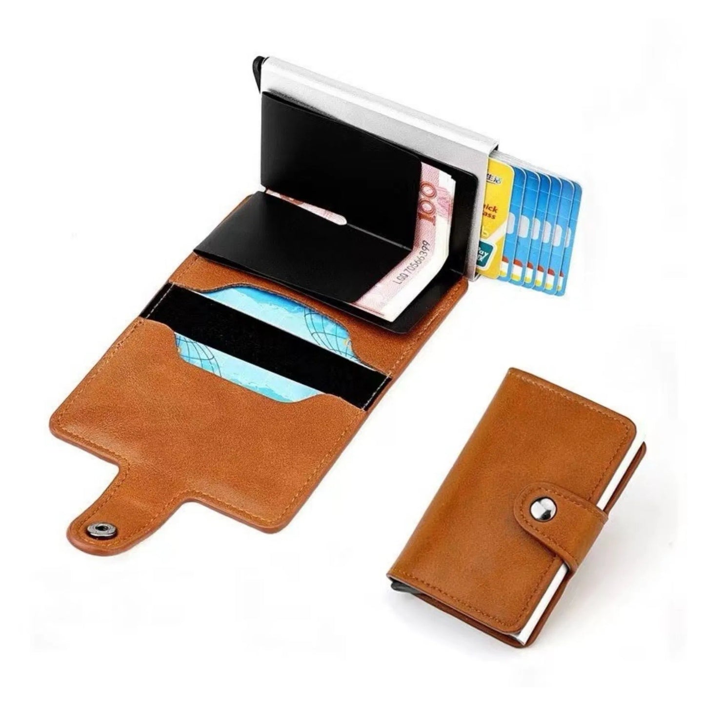 RFID Card Holder - Metal Case For Cards, Push Up Mechanism