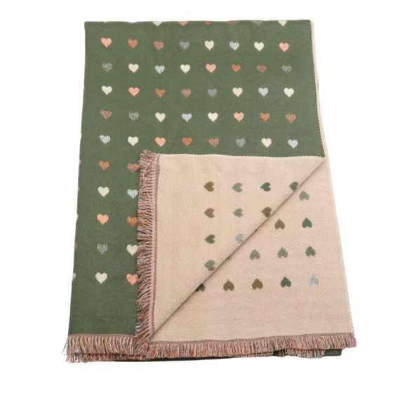 Little Hearts Scarf - Luxury Winter Weight with Tassel Edge