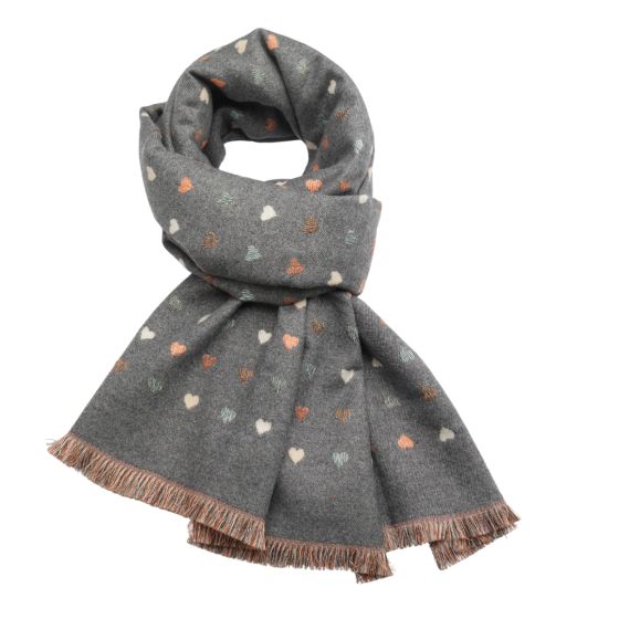 Little Hearts Scarf - Luxury Winter Weight with Tassel Edge