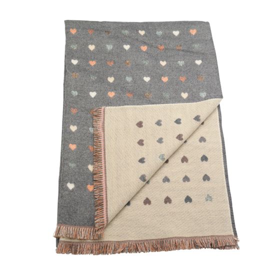 Little Hearts Scarf - Luxury Winter Weight with Tassel Edge