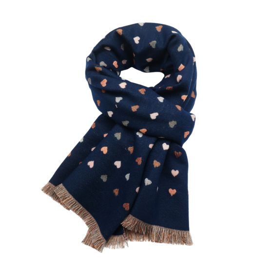 Little Hearts Scarf - Luxury Winter Weight with Tassel Edge
