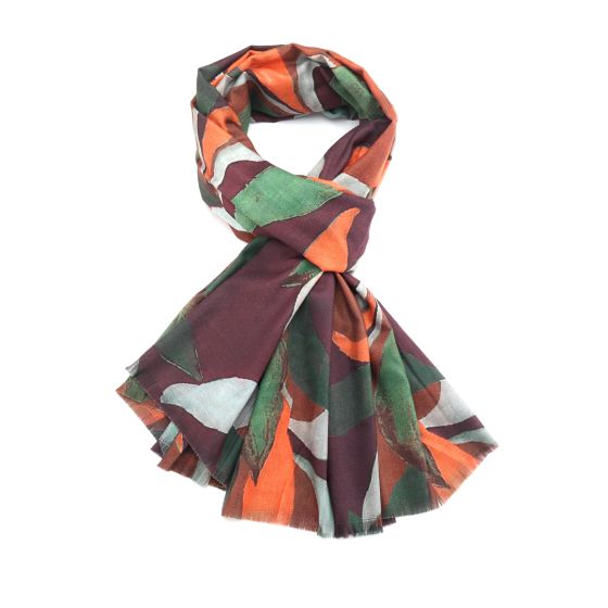 Abstract Leaves Scarf - Multi-coloured Leaf Design