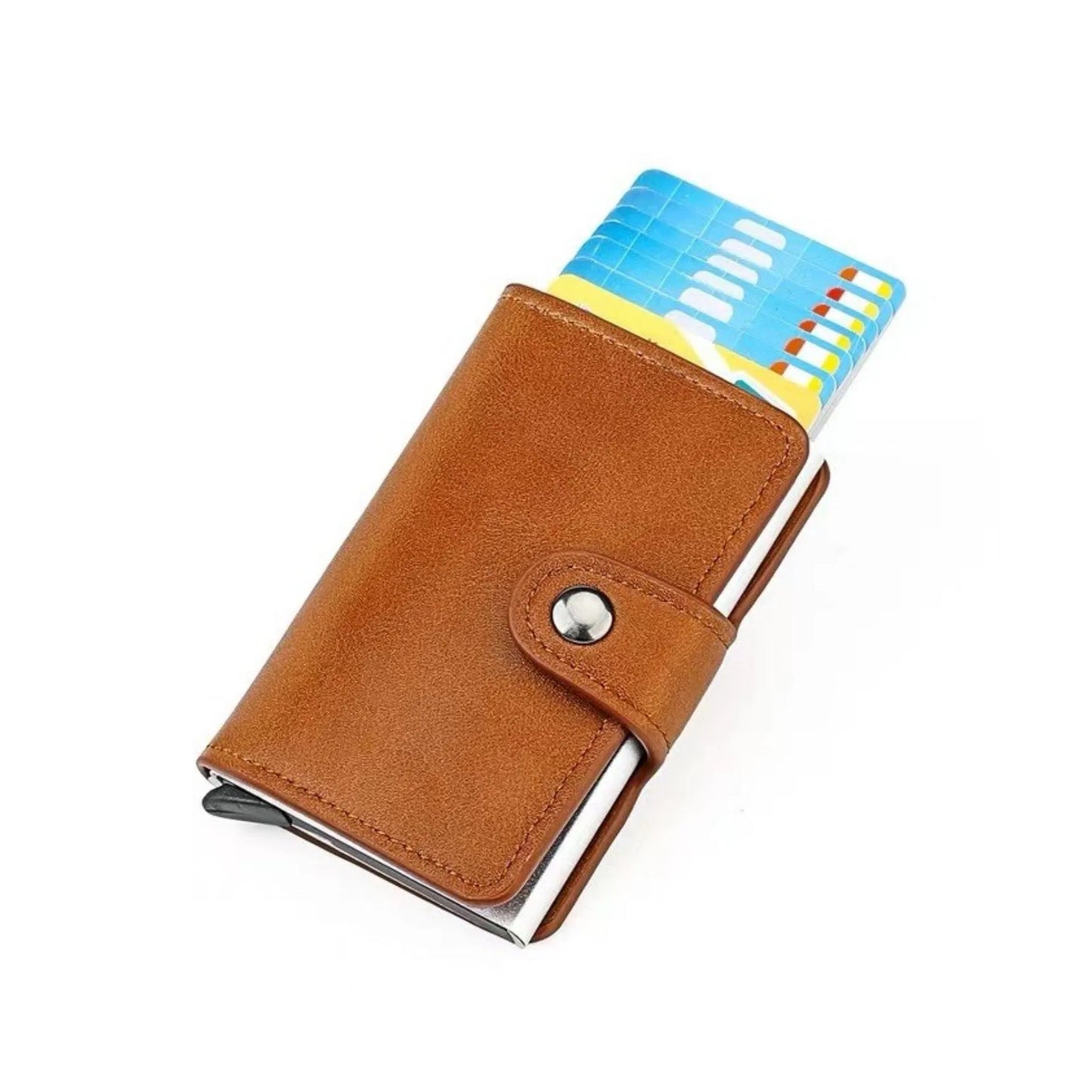 RFID Card Holder - Metal Case For Cards, Push Up Mechanism