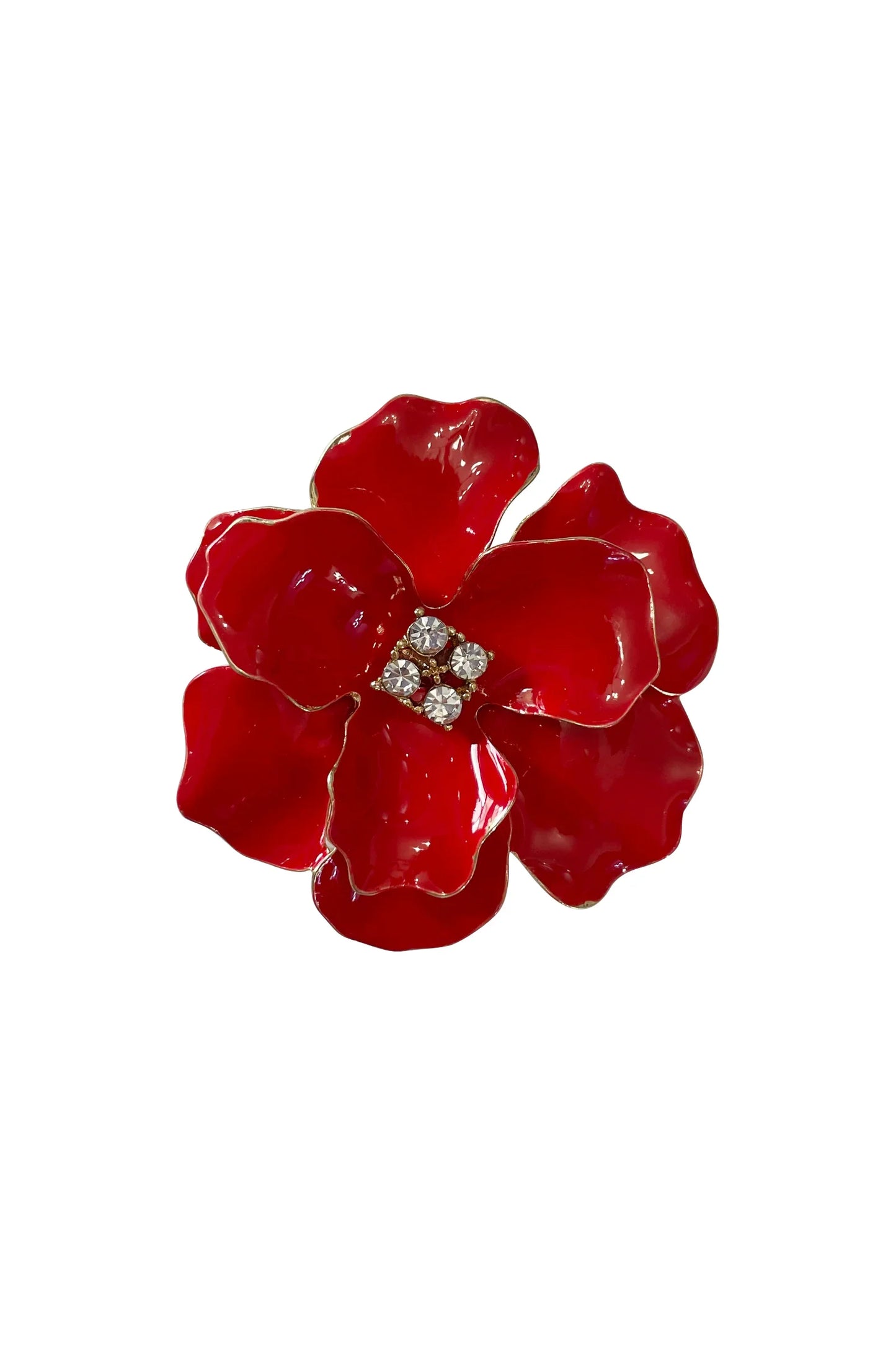 Magnetic Brooch - Poppy Design with Diamante Accents