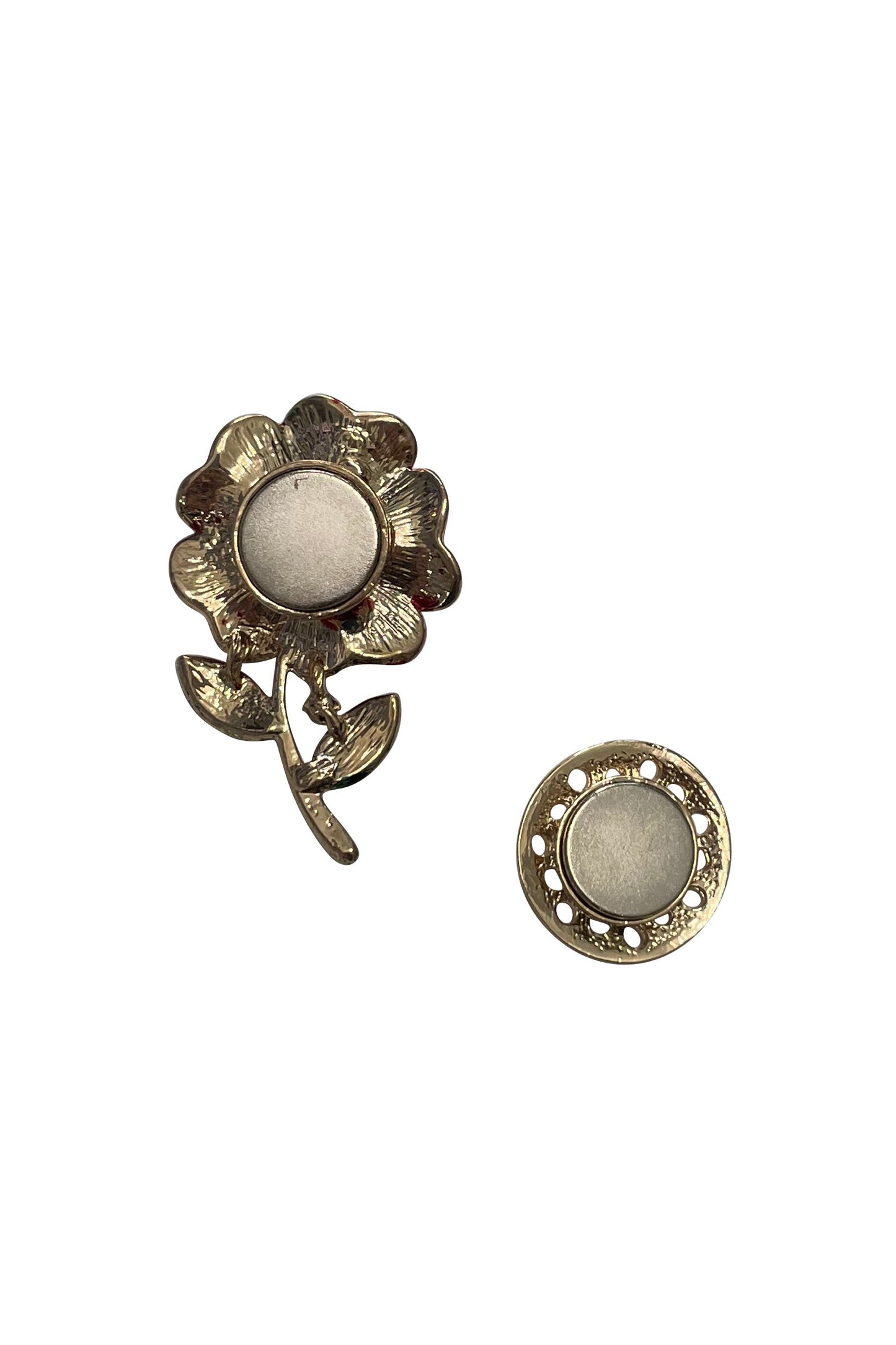 Magnetic Brooch - Rose Diamante Design with Gold Effect Accents