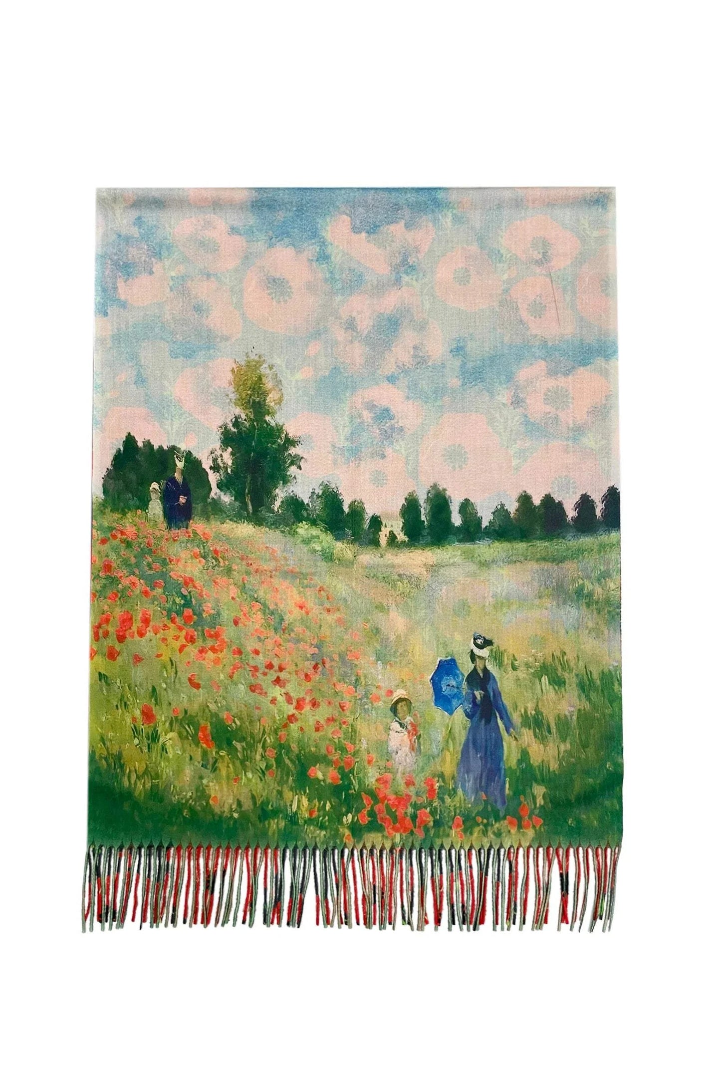 Reversible Poppy and Monet Wool Scarf