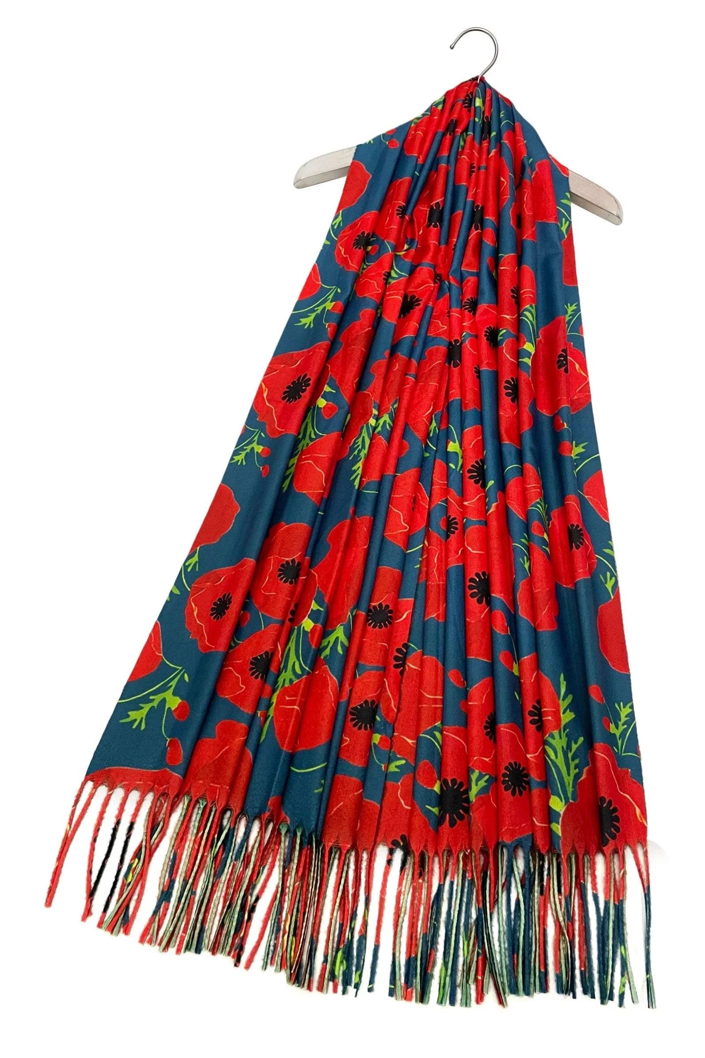 Reversible Poppy and Monet Wool Scarf