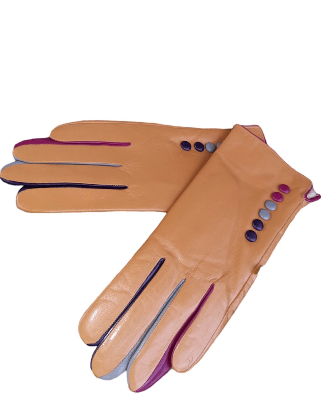 Real Leather Button Gloves - Stylish Button Detail | Vera Tucci