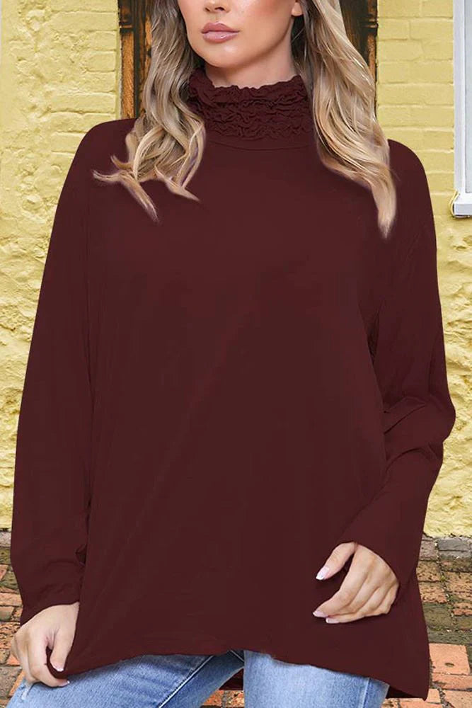 Ruffle Neck Top - Stylish Ruffle Neckline for Chic Vibe