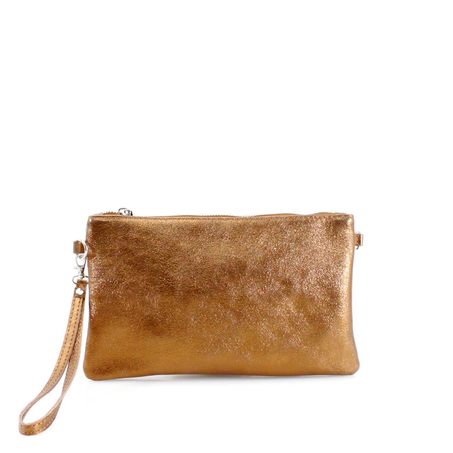 Real Leather Metallic Clutch