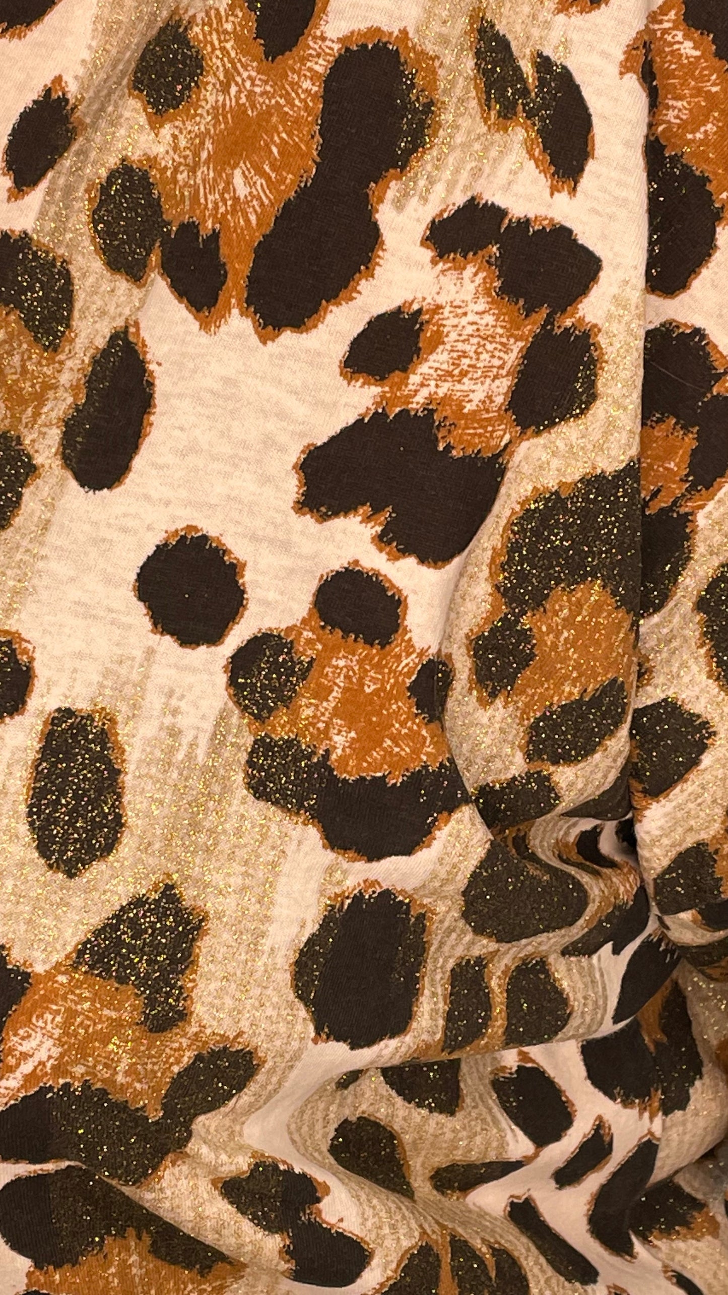 Glitter Animal Print Top - V Neck, Hi Lo Edge Style
