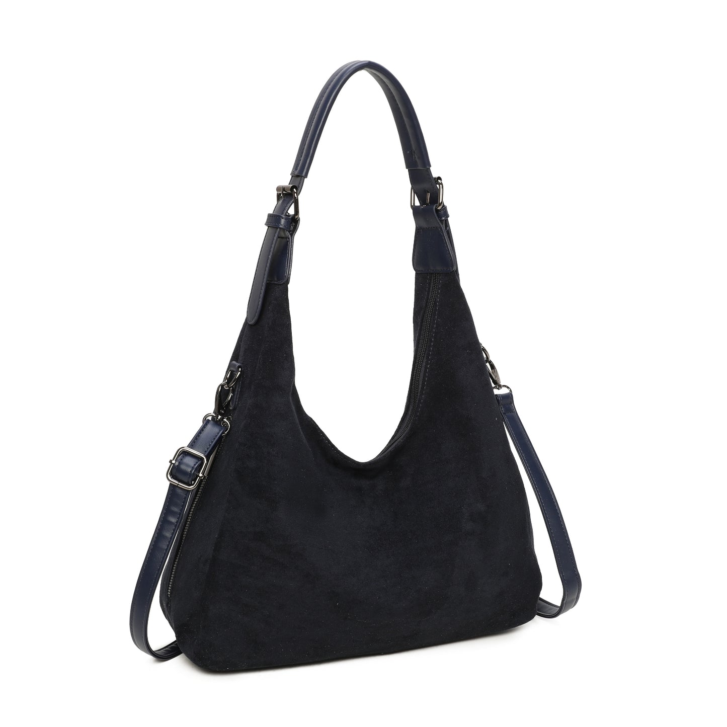 Suede Effect Side Zip Shoulder Bag