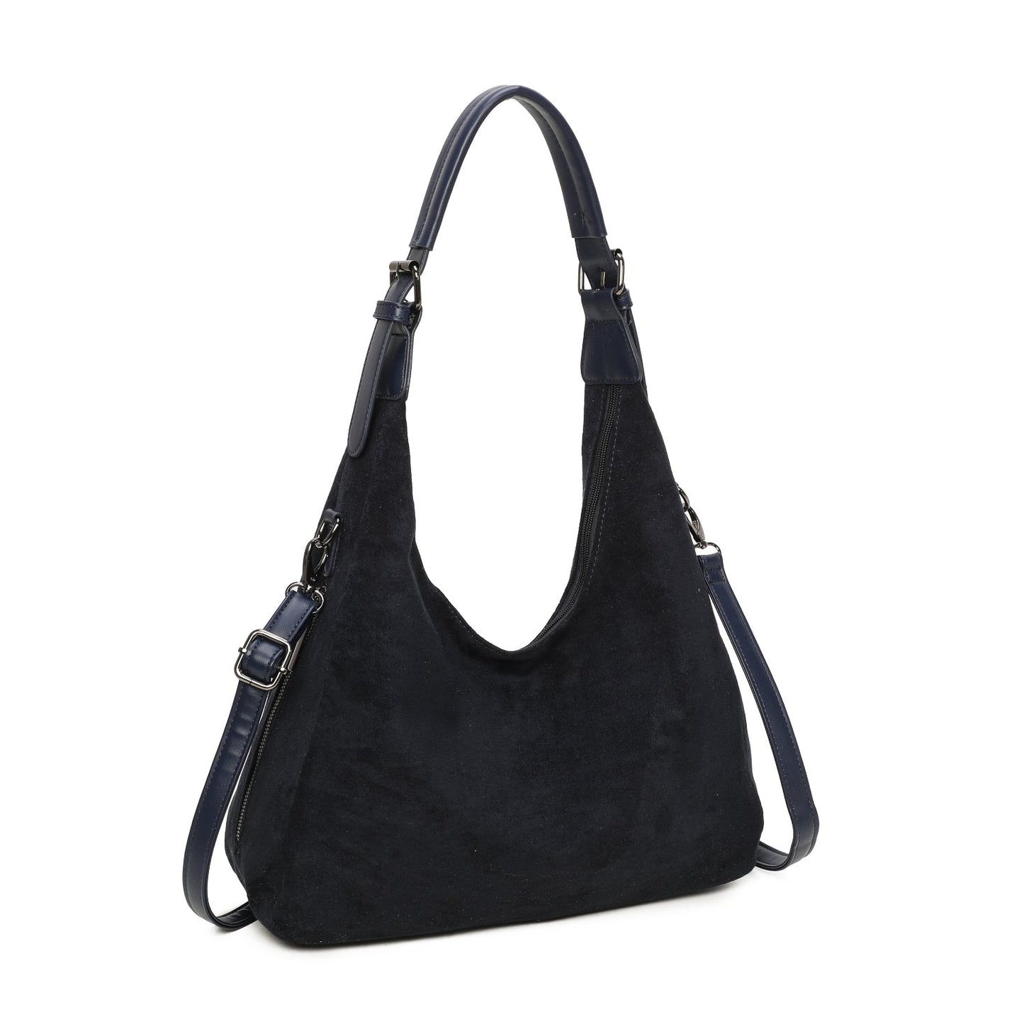 Suede Effect Shoulder Bag - Lightweight, Long Strap included