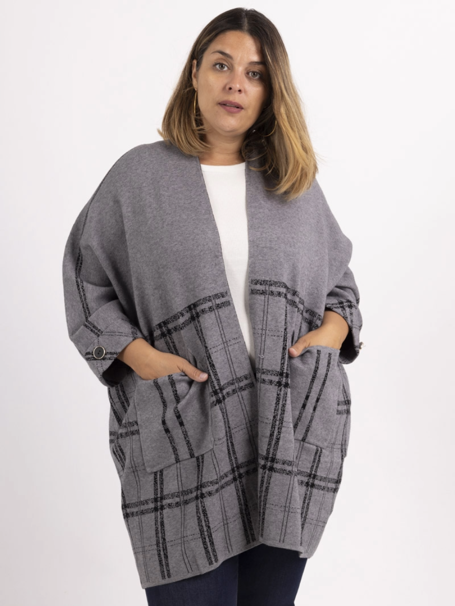 Checks Detail Knitted Jacket - Luxurious Fashion Statement