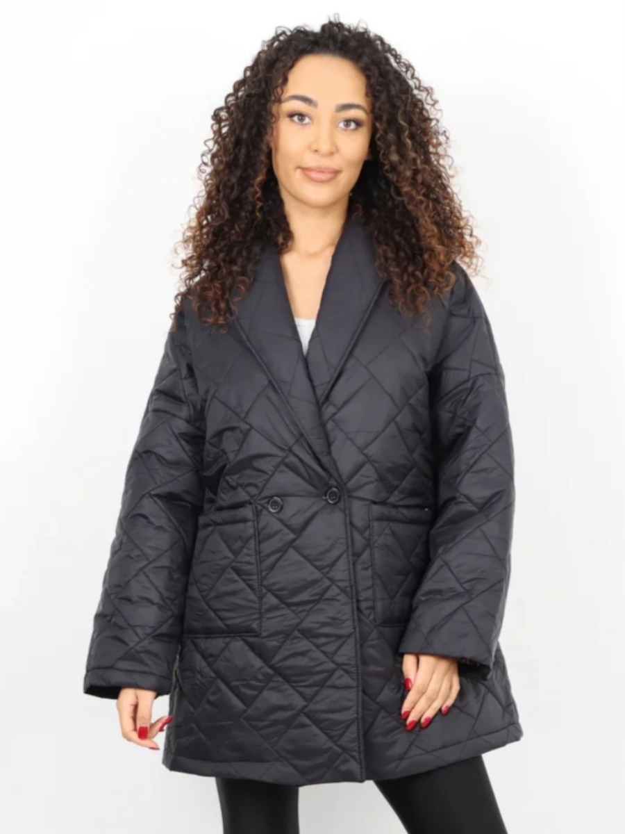 Leopard Lined Quilted Jacket - Blazer style with front pockets.
