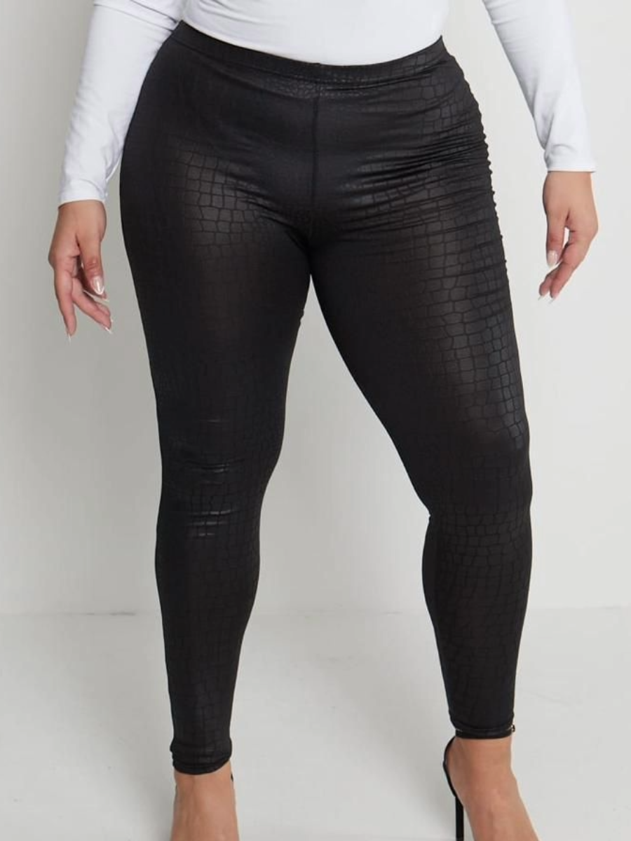 Croc leather look leggings in black, made of polyester and elastane.