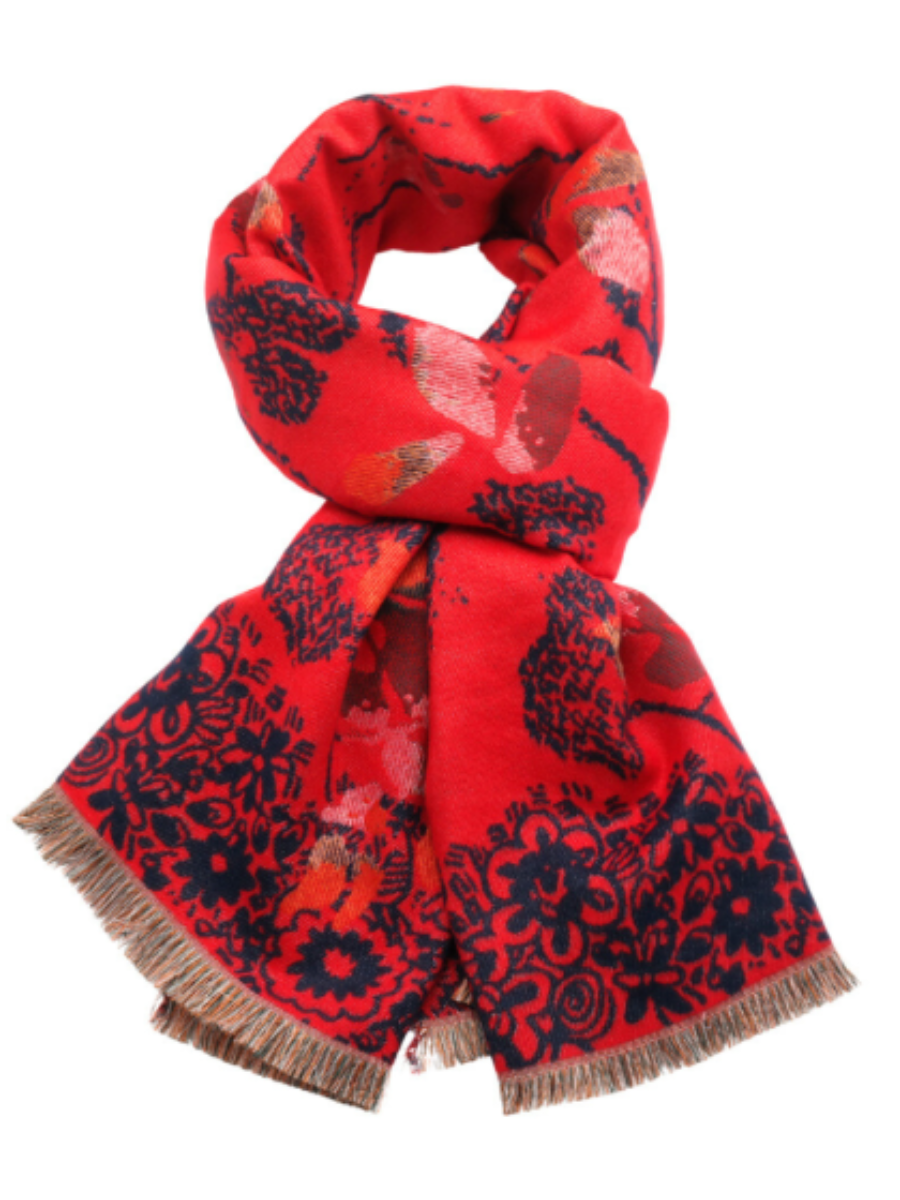 Butterflies Flowers Scarf - Winter Weight and Abstract Design