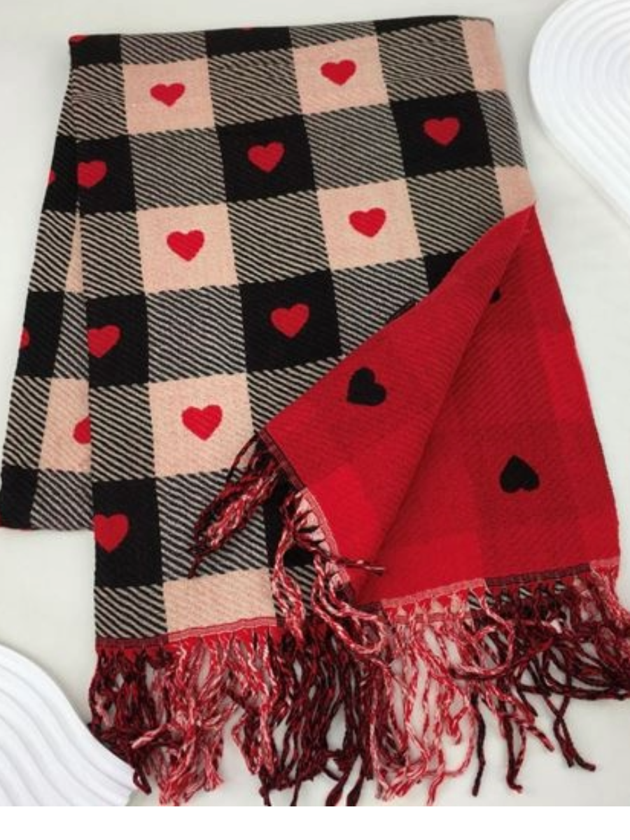 Heart Cashmere Winter Scarf - Super soft and cosy in a vibrant design.