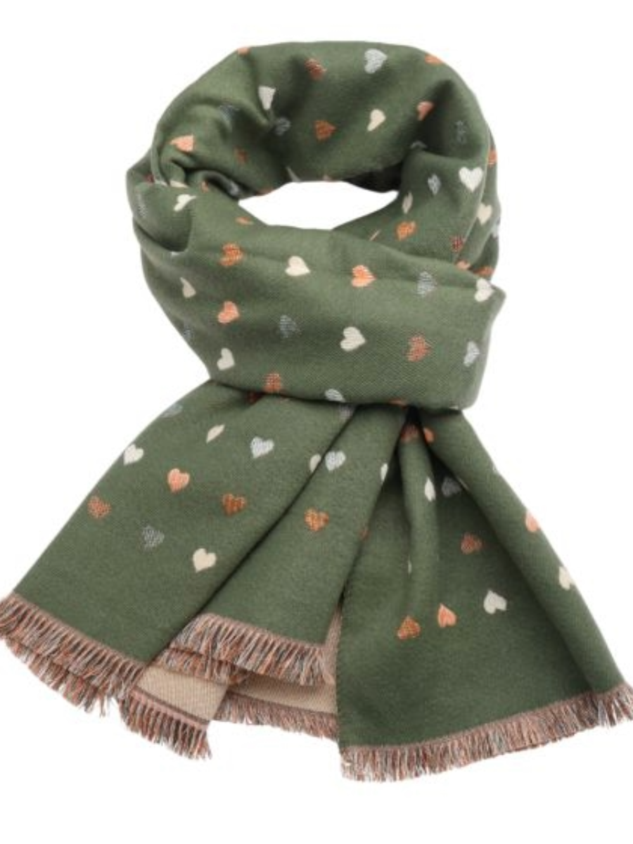 Little Hearts Scarf - Luxury Winter Weight with Tassel Edge
