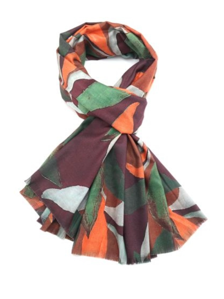 Abstract Leaves Scarf - Multi-coloured Leaf Design