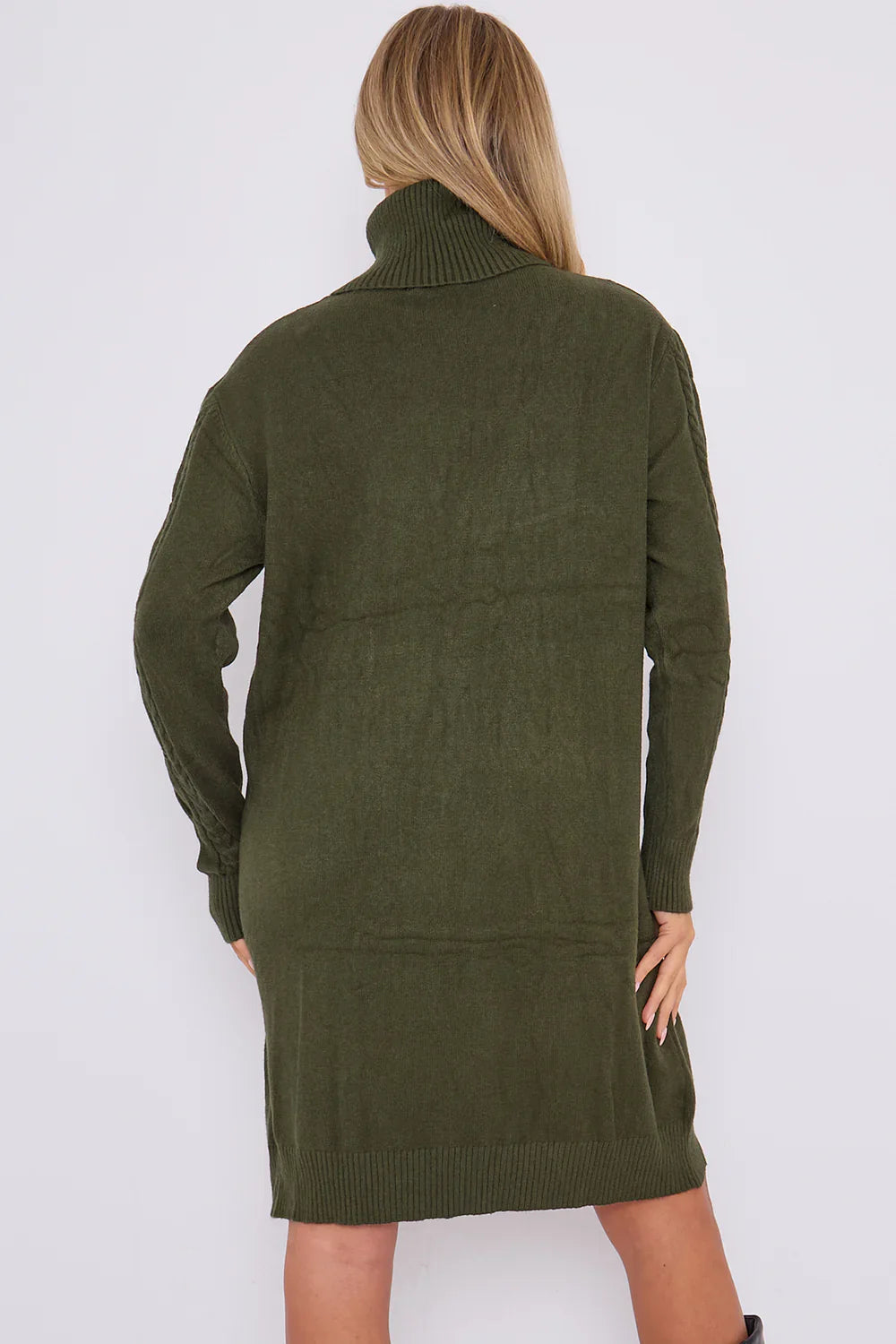 Jumper Dress - Roll Neck Design and Cable Pattern to Front