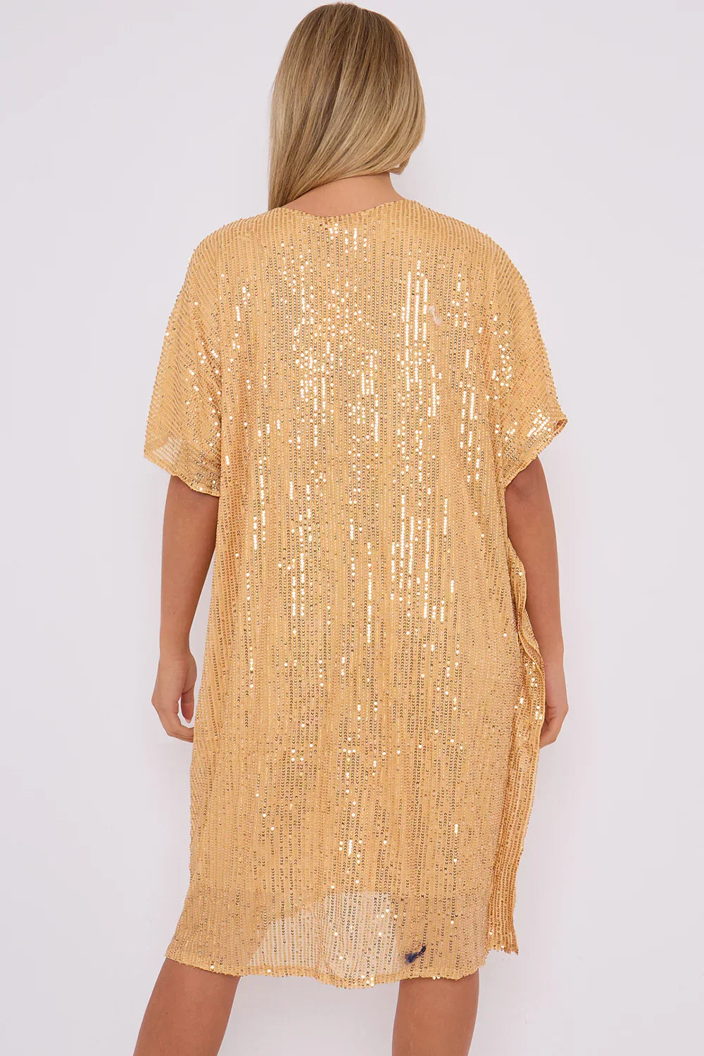 V Neck Sequin Tunic with batwing sleeves, perfect for Christmas parties.