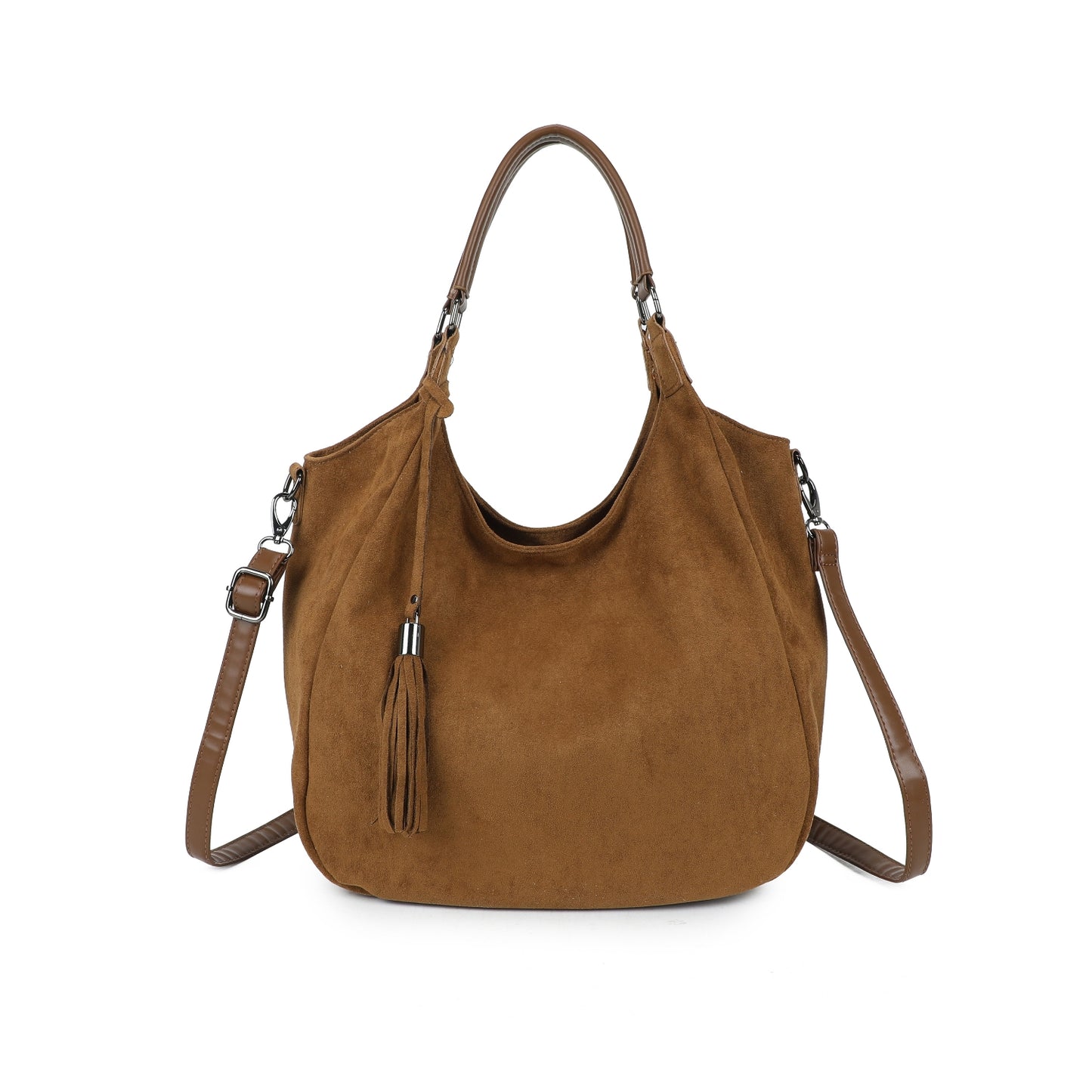 Suede Effect Shoulder Tassel Bag