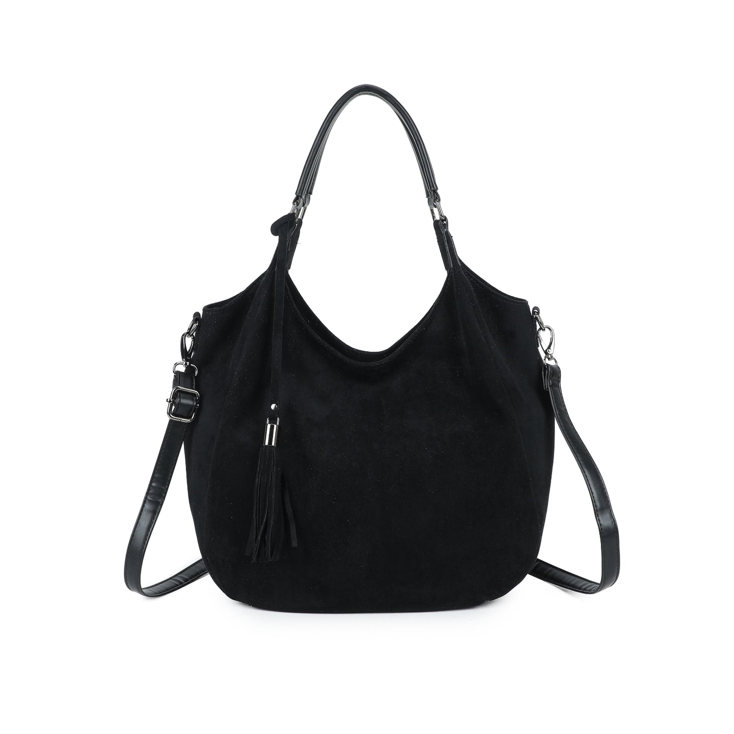Suede Effect Shoulder Tassel Bag