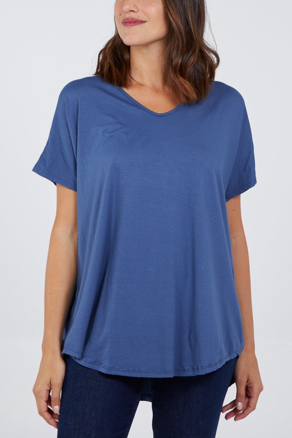 Soft VNeck Plain T-Shirt with a comfortable fit and V-shaped neckline.
