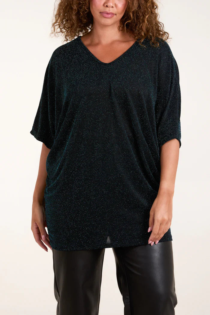 Lurex Tunic - Glitter Material with v-Neck to Front and Back