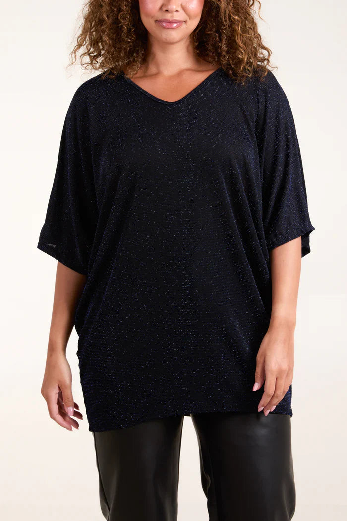 Lurex Tunic - Glitter Material with v-Neck to Front and Back