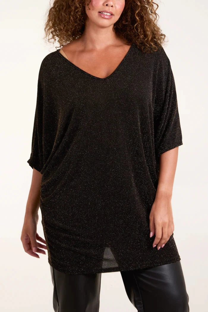 Lurex Tunic - Glitter Material with v-Neck to Front and Back